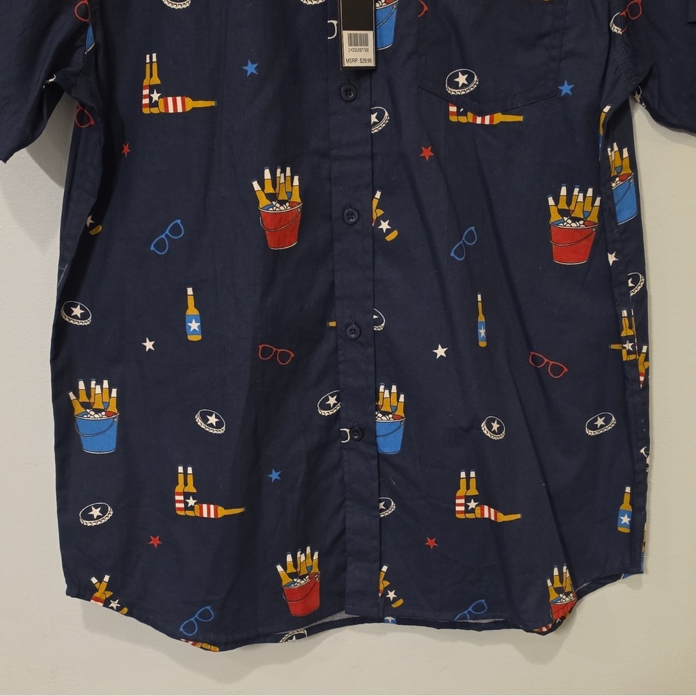 Eighty Eight Men's Woven Cotton SS Button-Up Graphic Print Spread Collar M #261 - Picture 5 of 9